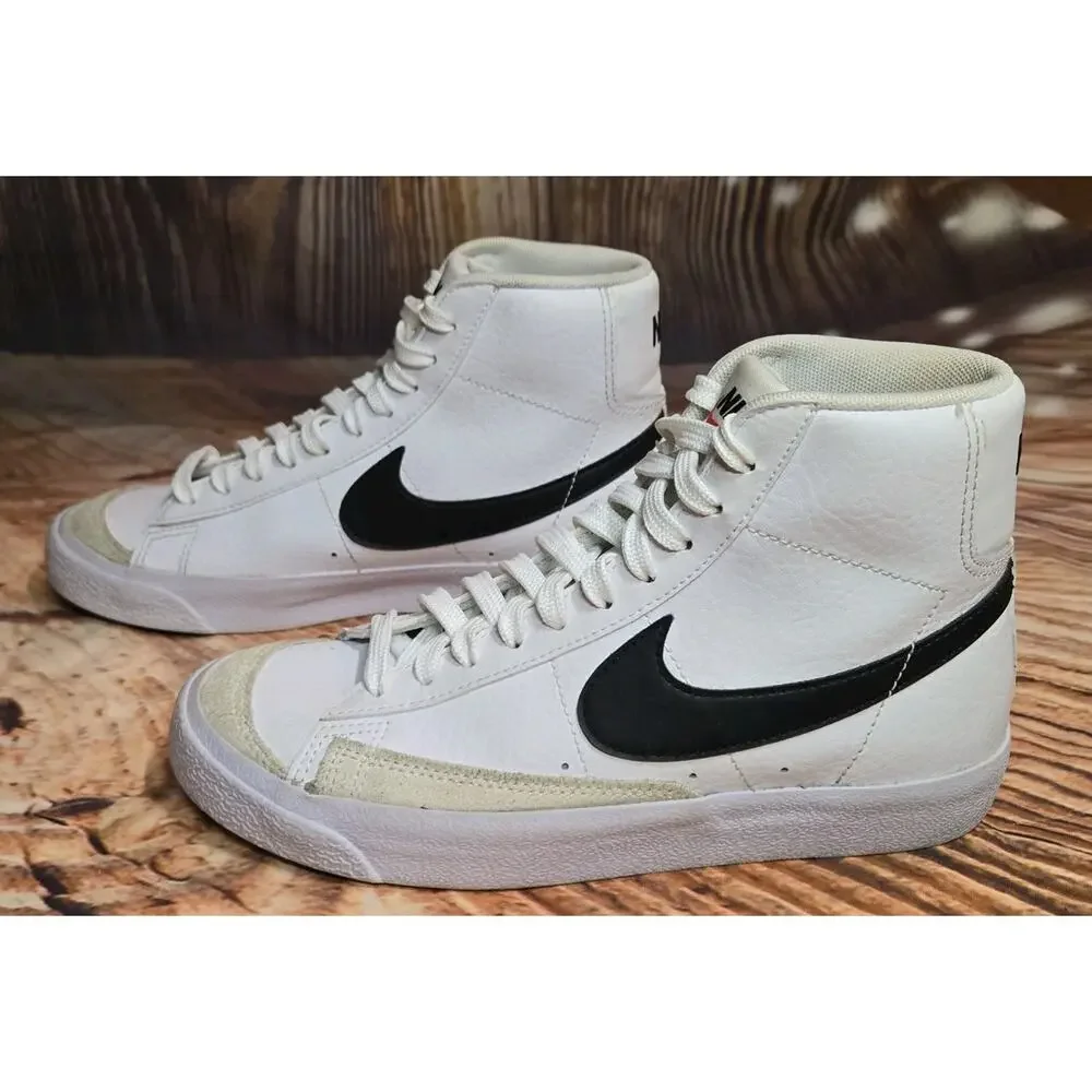 Nike Blazer Mid 77 White Black High Top Sneakers Youth Size 4.5Y DA4086-100